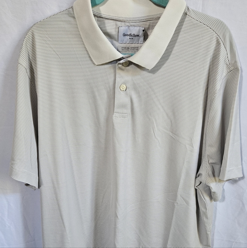 Goodfellow & Co Men's Polo Shirt - Cream Stripes